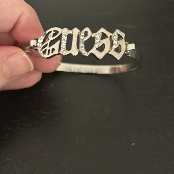 Silver & rhinestone Guess  bangle bracelet - Picture 2 of 4